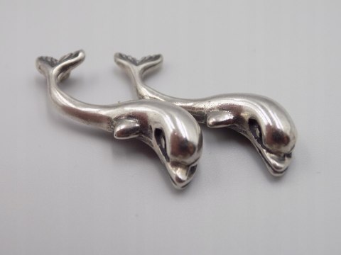 Stary srebrny damski wisiorek/zawieszka DELFINY srebro VINTAGE biżuteria
