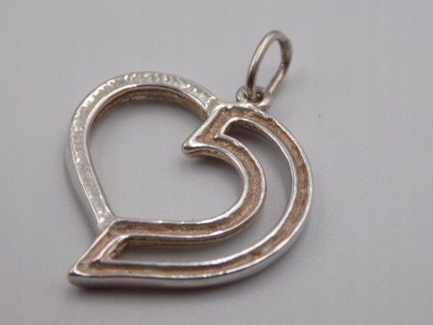 Stary srebrny damski wisiorek/zawieszka SERCE cyrkonie biżuteria VINTAGE