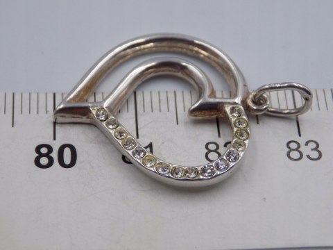 Stary srebrny damski wisiorek/zawieszka SERCE cyrkonie biżuteria VINTAGE