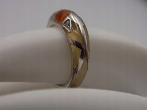 Stary srebrny pierścionek AKRYL cyrkonie roz.12 srebro biżuteria VINTAGE