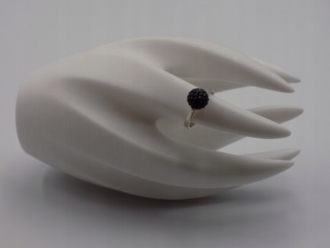 Stary srebrny pierścionek czarna KULA cyrkonie roz.12 biżuteria VINTAGE