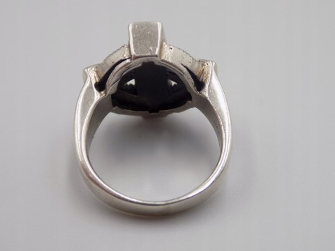 Stary srebrny pierścionek emalia+markazyty roz.13 srebro biżuteria VINTAGE