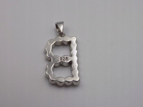 Stary srebrny wisiorek/zawieszka " B " CYRKONIE srebro VINTAGE biżuteria