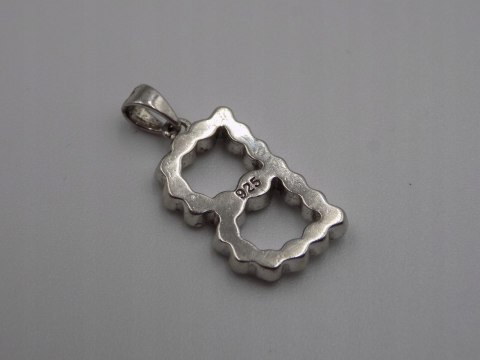 Stary srebrny wisiorek/zawieszka " B " CYRKONIE srebro VINTAGE biżuteria