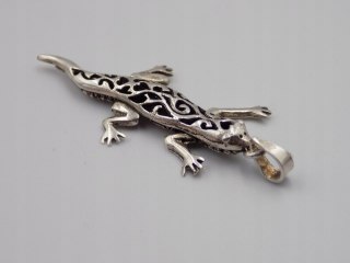 Stary, srebrny, wisiorek/zawieszka JASZCZURKA srebro 925 VINTAGE biżuteria