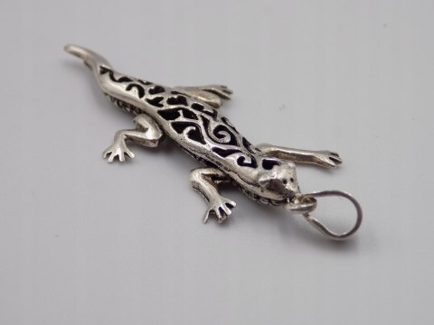 Stary, srebrny, wisiorek/zawieszka JASZCZURKA srebro 925 VINTAGE biżuteria