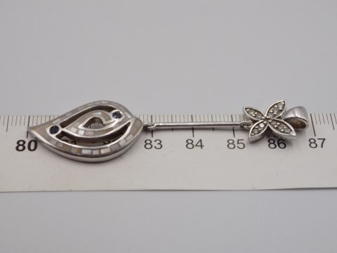 Stary srebrny wisiorek/zawieszka MASA PERŁOWA + CYRKONIE srebro VINTAGE