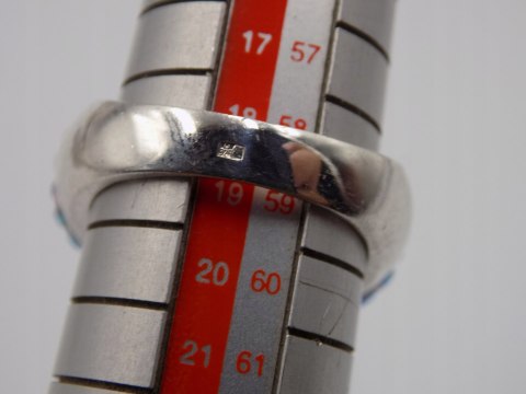 Bajeczny damski srebrny pierścionek CYRKONIE roz. 18/19 srebro 925 VINTAGE