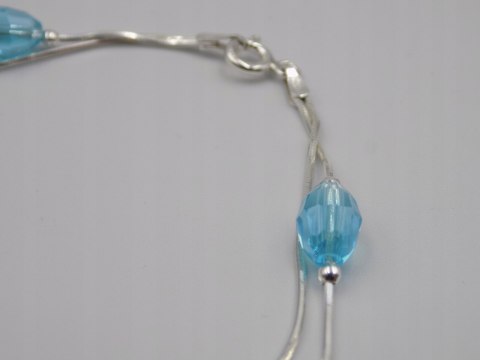 Piękna, srebrna, damska bransoletka - błękit niebieski srebro 925 biżuteria