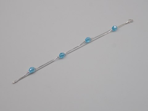 Piękna, srebrna, damska bransoletka - błękit niebieski srebro 925 biżuteria