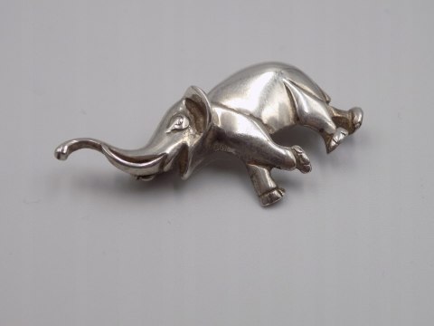 Piękna, stara, damska, srebrna broszka - SŁOŃ srebro 925 VINTAGE biżuteria