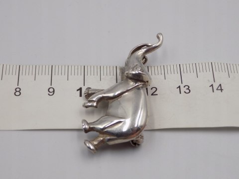 Piękna, stara, damska, srebrna broszka - SŁOŃ srebro 925 VINTAGE biżuteria
