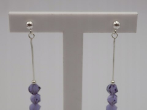 Piękne, damskie, srebrne kolczyki FIOLETOWE CYRKONIE srebro 925 biżuteria