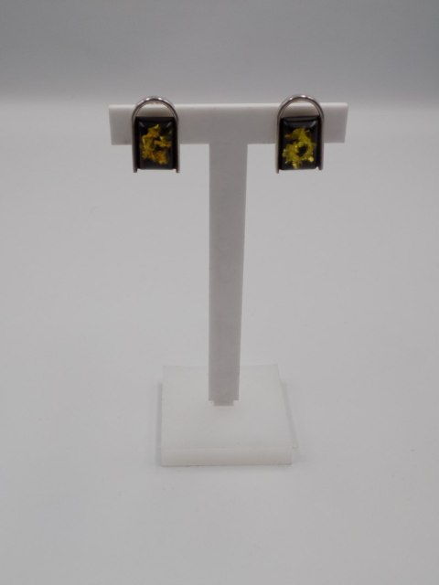 Piękne, stare, srebrne klipsy BURSZTYN - srebro 925 - VINTAGE biżuteria