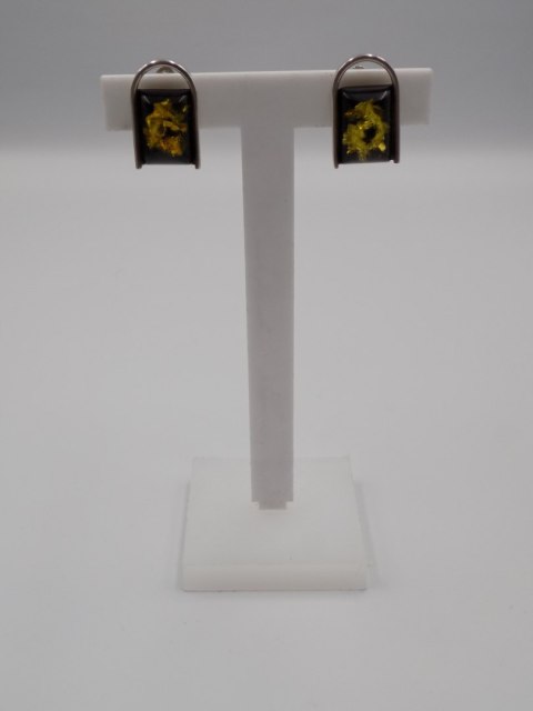 Piękne, stare, srebrne klipsy BURSZTYN - srebro 925 - VINTAGE biżuteria