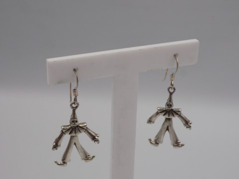 Piękne, stare, srebrne kolczyki PAJACE ruszające się - srebro - biżuteria