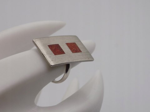 Piękny,stary, srebrny, damski pierścionek KORALOWIEC roz. 10 srebro VINTAGE