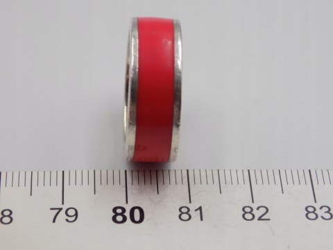 Srebrna obrączka W. Kruk - emalia czerwona roz. 17/18 srebro 925 biżuteria