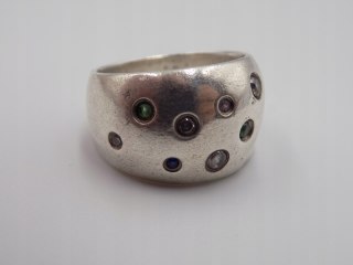 Srebrny, damski pierścionek, obrączka CYRKONIE roz. 15 srebro 925 biżuteria