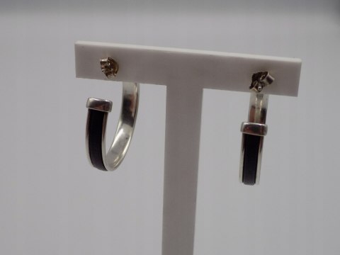 Stare, srebrne, damskie kolczyki KOŁA 30 mm. skóra srebro VINTAGE biżuteria