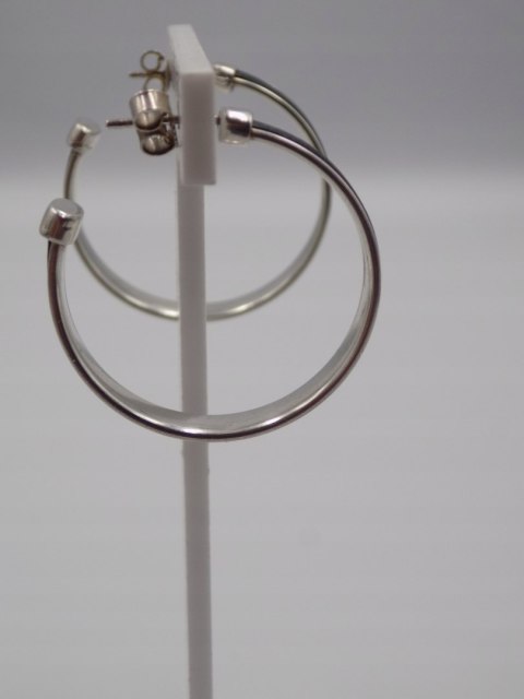 Stare, srebrne, damskie kolczyki KOŁA 30 mm. skóra srebro VINTAGE biżuteria