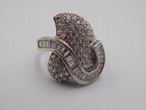 Stary damski srebrny pierścionek CYRKONIE roz. 14 srebro VINTAGE biżuteria