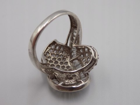 Stary damski srebrny pierścionek CYRKONIE roz. 14 srebro VINTAGE biżuteria