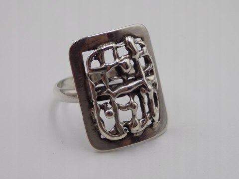 Stary, piękny, ażurowy srebrny pierścionek roz. 22 srebro VINTAGE biżuteria