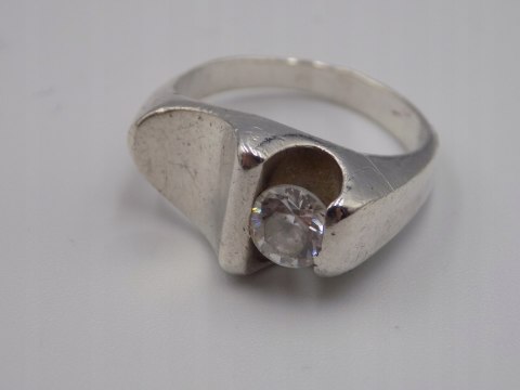 Stary piękny srebrny pierścionek CYRKONIA roz. 12 srebro VINTAGE biżuteria