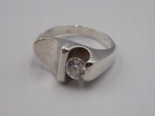 Stary piękny srebrny pierścionek CYRKONIA roz. 12 srebro VINTAGE biżuteria