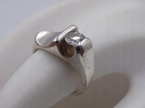 Stary piękny srebrny pierścionek CYRKONIA roz. 12 srebro VINTAGE biżuteria