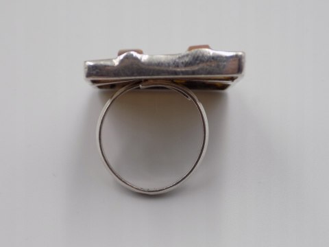 Stary, piękny,srebrny,pierścionek MASA PERŁOWA regulowany VINTAGE biżuteria