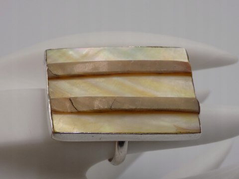 Stary, piękny,srebrny,pierścionek MASA PERŁOWA regulowany VINTAGE biżuteria