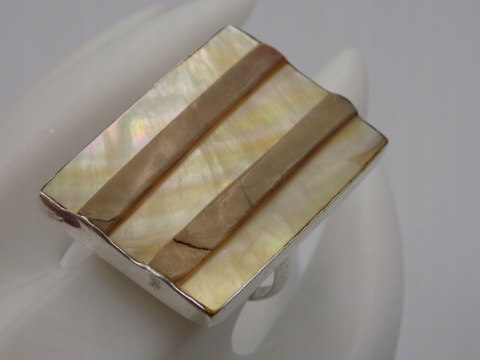 Stary, piękny,srebrny,pierścionek MASA PERŁOWA regulowany VINTAGE biżuteria