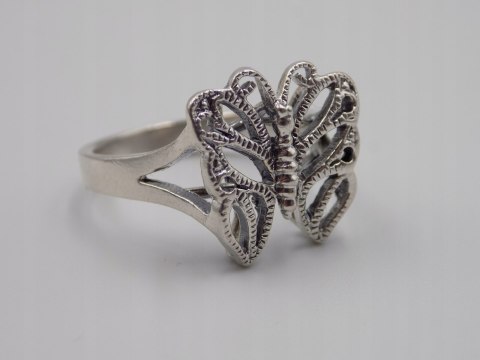 Stary, piękny, srebrny, pierścionek MOTYL roz. 18 srebro VINTAGE biżuteria