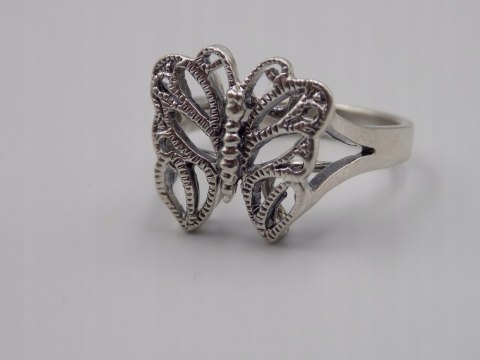 Stary, piękny, srebrny, pierścionek MOTYL roz. 18 srebro VINTAGE biżuteria