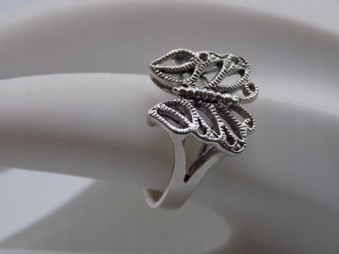 Stary, piękny, srebrny, pierścionek MOTYL roz. 18 srebro VINTAGE biżuteria