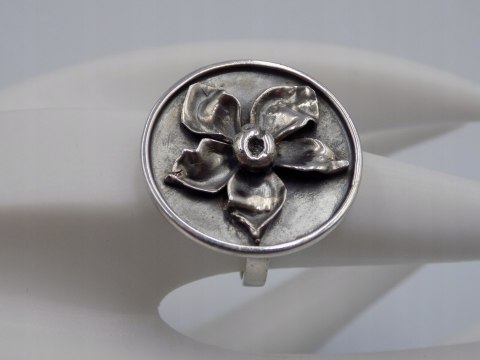 Stary, srebrny, damski pierścionek KWIATEK - roz. 15 srebro 925 VINTAGE