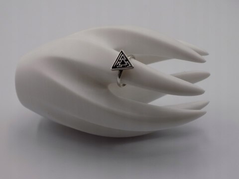 Stary, srebrny, damski pierścionek TRÓJKĄT roz. 16 srebro VINTAGE biżuteria