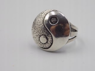 Stary, srebrny, damski pierścionek Yin Yang - roz. 10 srebro 925 VINTAGE
