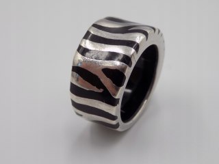 Stary, srebrny, damski pierścionek/obrączka AKRYL roz. 16/17 srebro VINTAGE