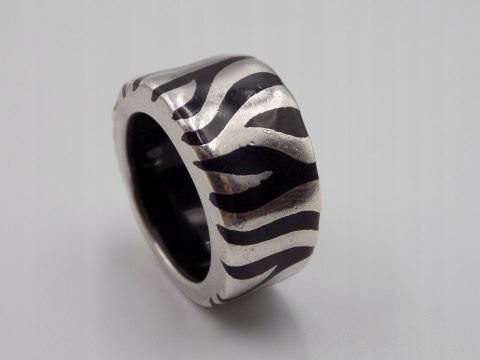 Stary, srebrny, damski pierścionek/obrączka AKRYL roz. 16/17 srebro VINTAGE