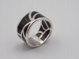 Stary, srebrny, damski pierścionek/obrączka AKRYL roz. 16/17 srebro VINTAGE