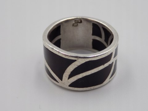 Stary, srebrny, damski pierścionek/obrączka AKRYL roz. 16/17 srebro VINTAGE