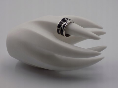 Stary, srebrny, damski pierścionek/obrączka AKRYL roz. 16/17 srebro VINTAGE