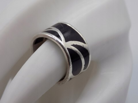 Stary, srebrny, damski pierścionek/obrączka AKRYL roz. 16/17 srebro VINTAGE