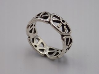 Stary srebrny piękny ażurowy pierścionek / obrączka roz. 17 srebro VINTAGE