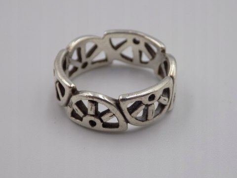 Stary srebrny piękny ażurowy pierścionek / obrączka roz. 17 srebro VINTAGE