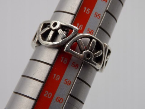 Stary srebrny piękny ażurowy pierścionek / obrączka roz. 17 srebro VINTAGE