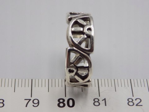 Stary srebrny piękny ażurowy pierścionek / obrączka roz. 17 srebro VINTAGE